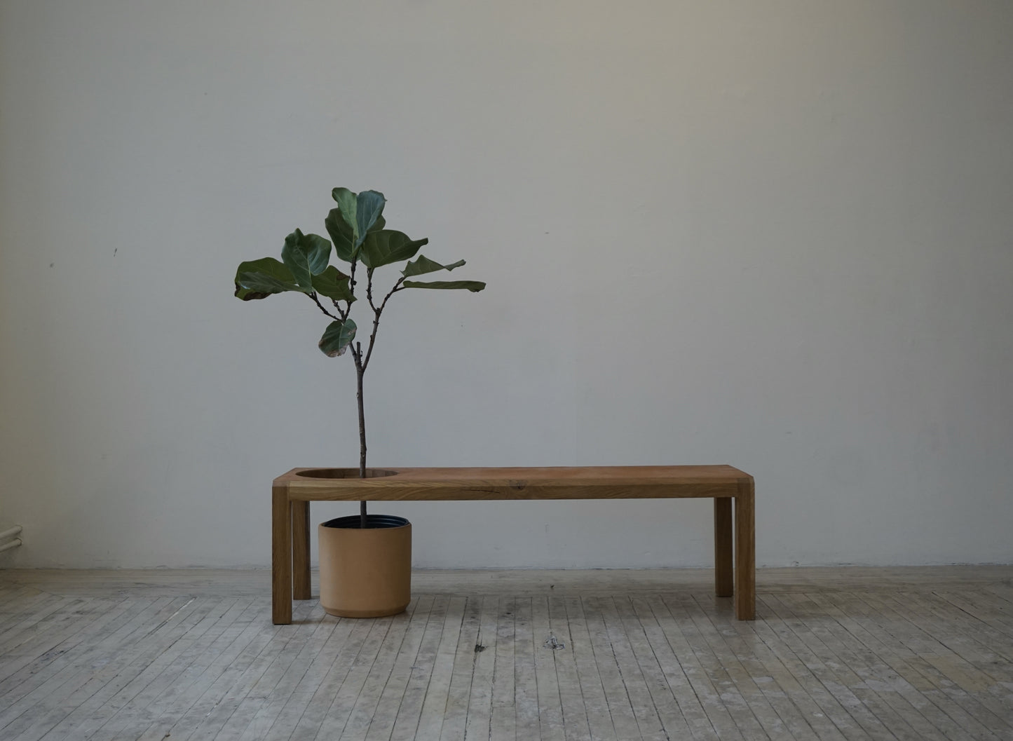 Oak Bench with Hole