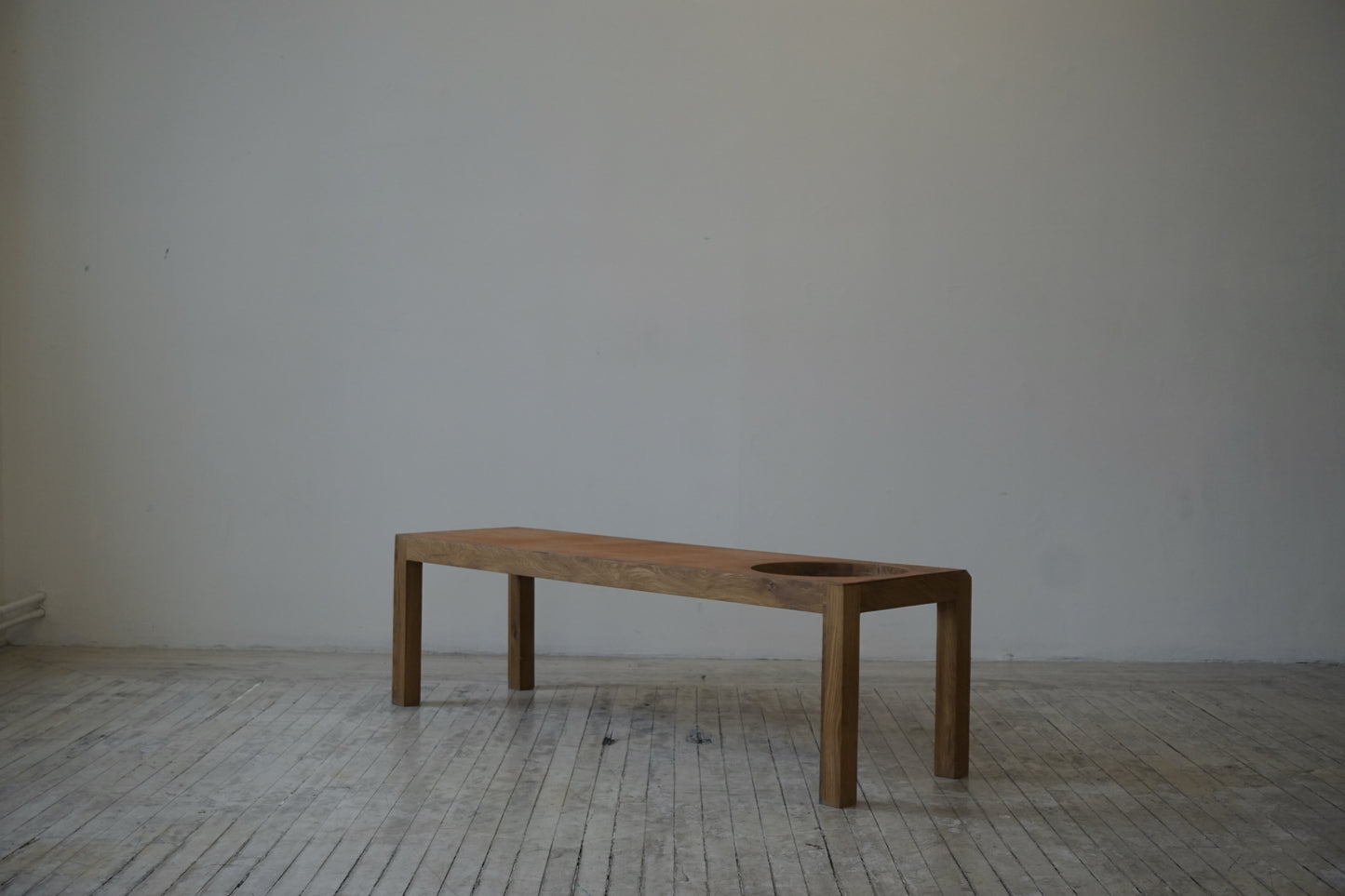 Oak Bench with Hole